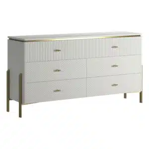 Белый комод для спальни, с фрезеровкой