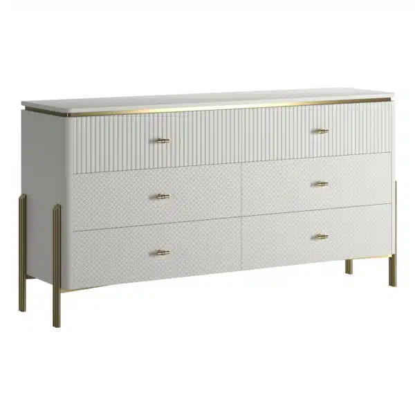 Белый комод для спальни, с фрезеровкой